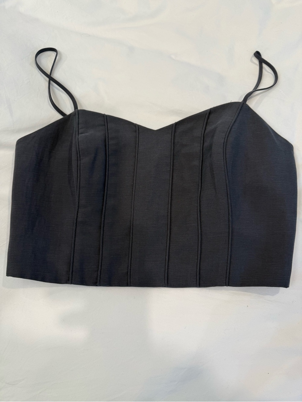 Club Monaco Dark Grey Bustier Crop Camisole with Sweetheart Neckline